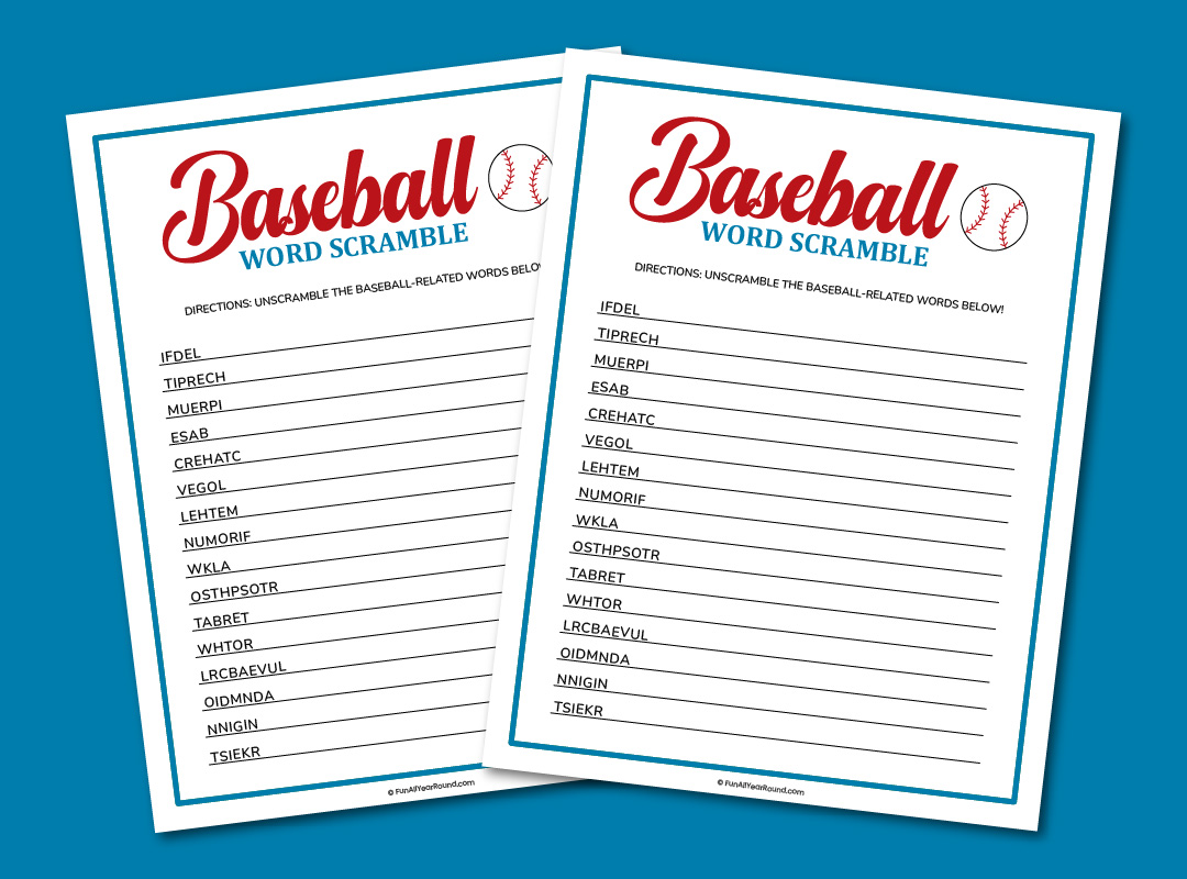 Baseball word scramble