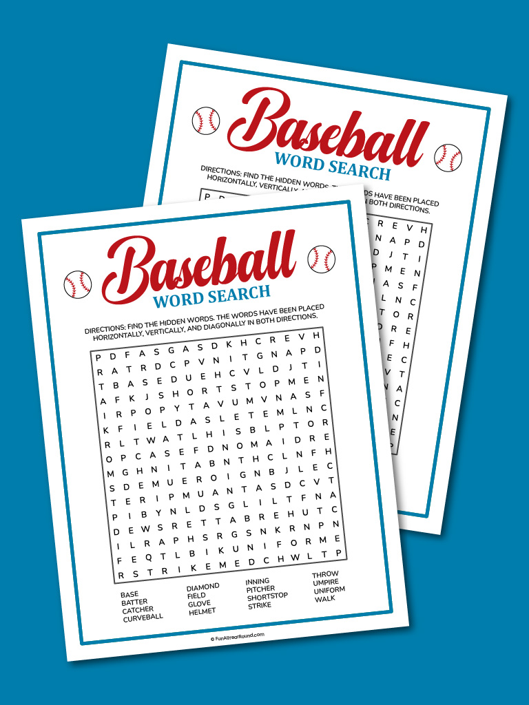 Baseball word search - Fun All Year Round