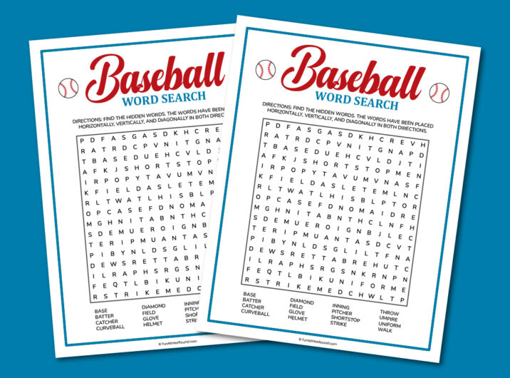 Baseball word search - Fun All Year Round