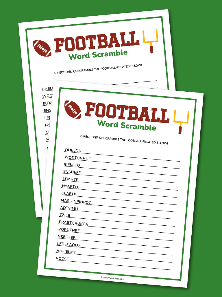 Football word scramble - Fun All Year Round