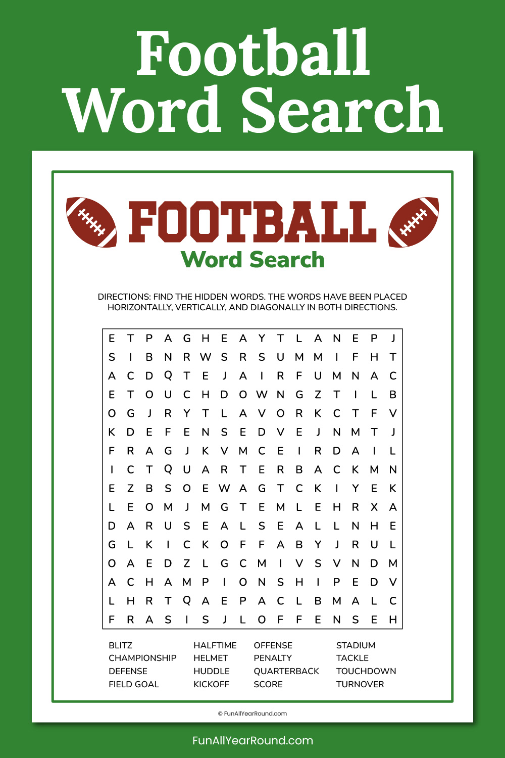 Football word search