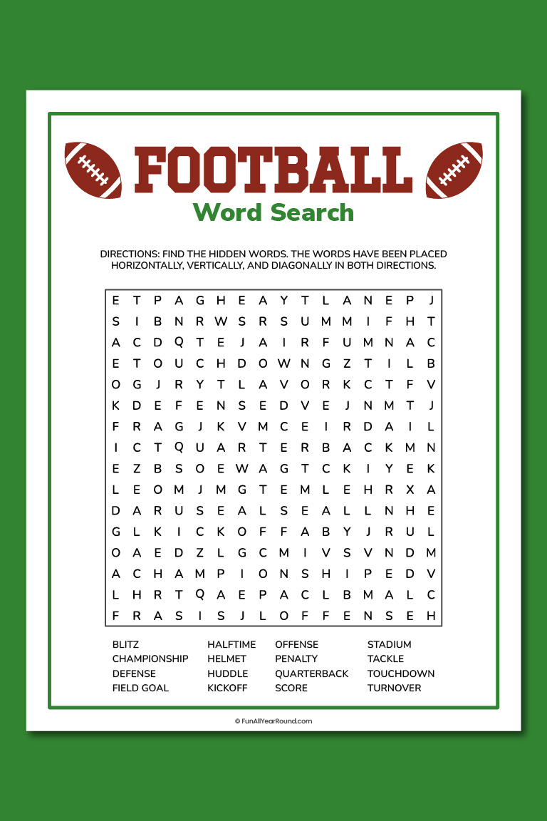 Football word search - Fun All Year Round