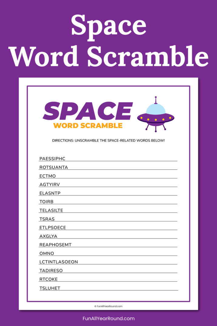 Space word scramble - Fun All Year Round