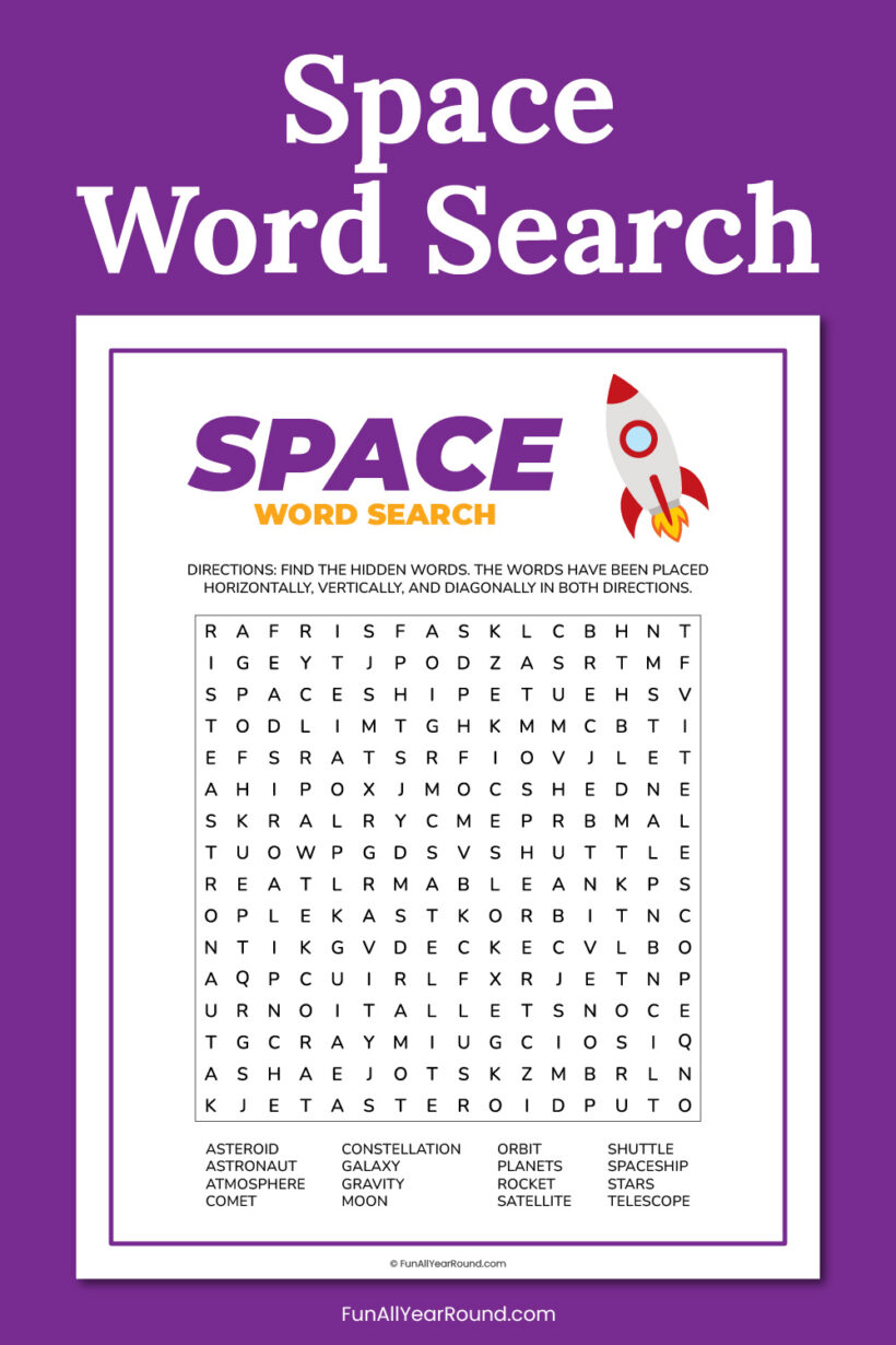 Space word search - Fun All Year Round