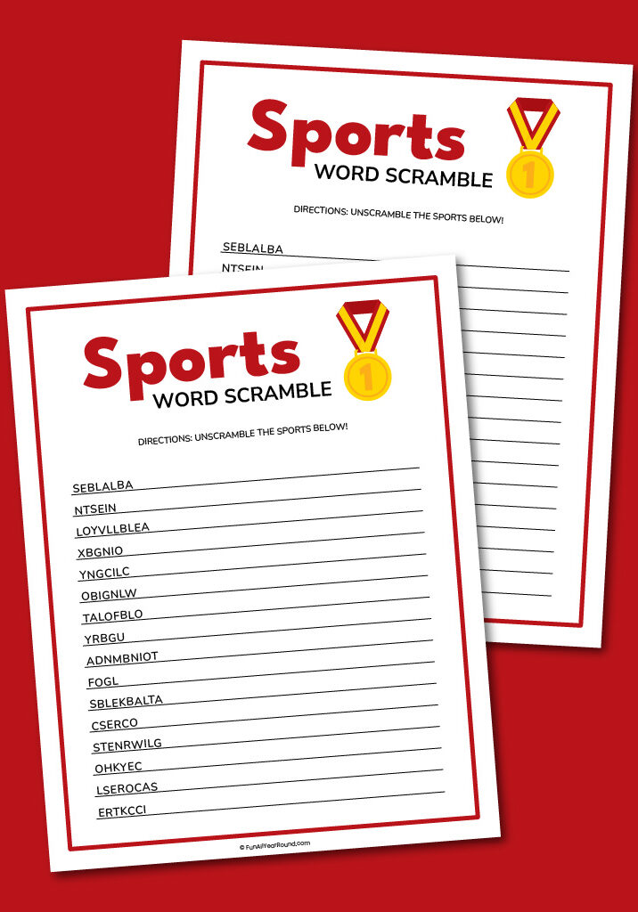 Sports word scramble