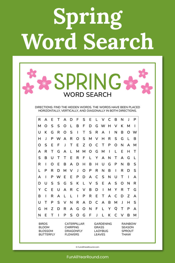 Spring word search - Fun All Year Round