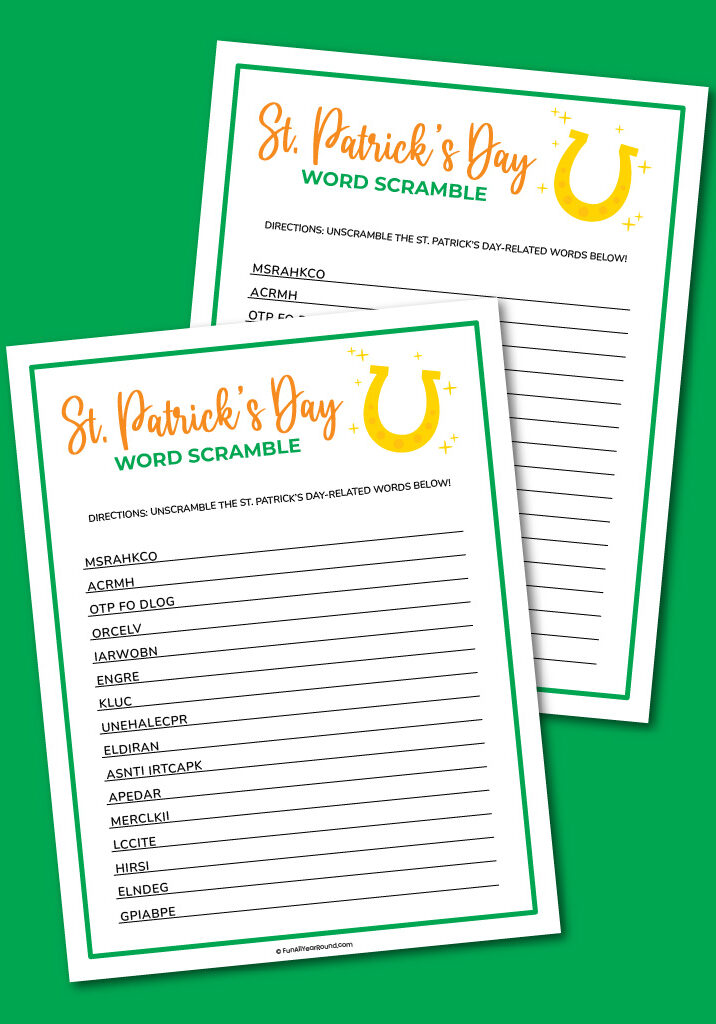 St. Patrick's Day word scramble