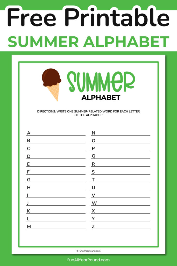 Summer alphabet - Fun All Year Round