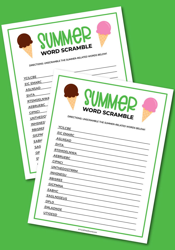 Summer word scramble - Fun All Year Round