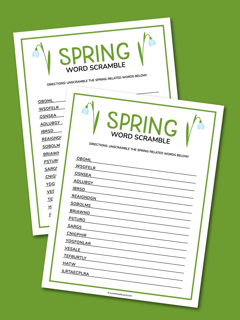 Spring word scramble - Fun All Year Round