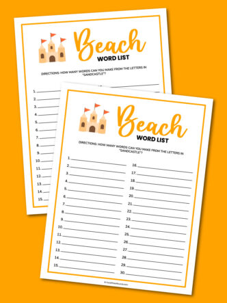 Printable beach word list