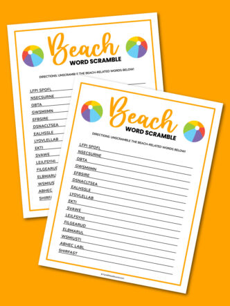 Printable beach word scramble