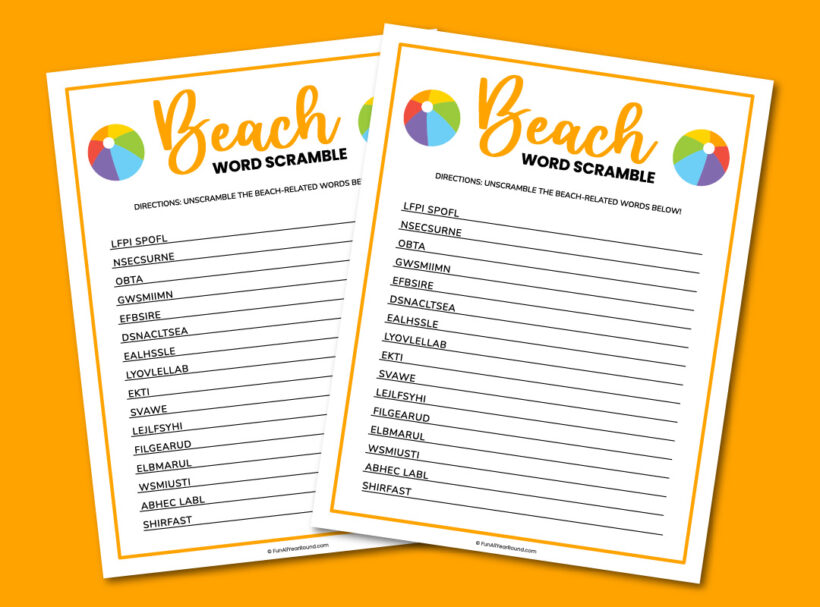 Beach word scramble - Fun All Year Round