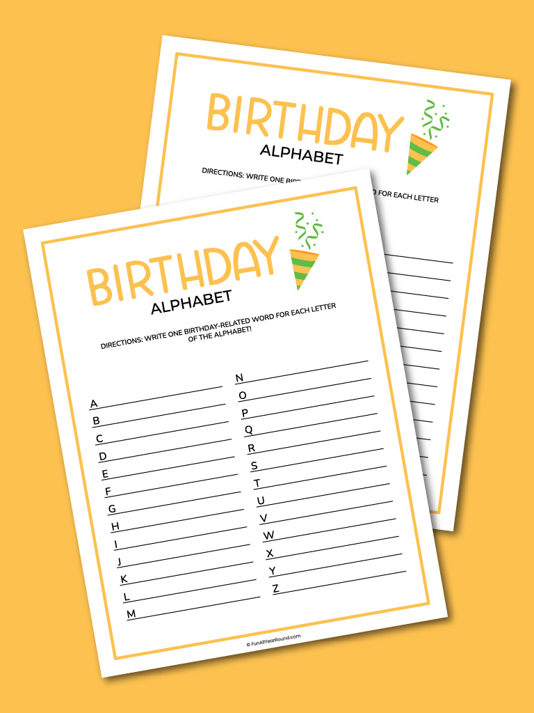 Birthday alphabet Fun All Year Round