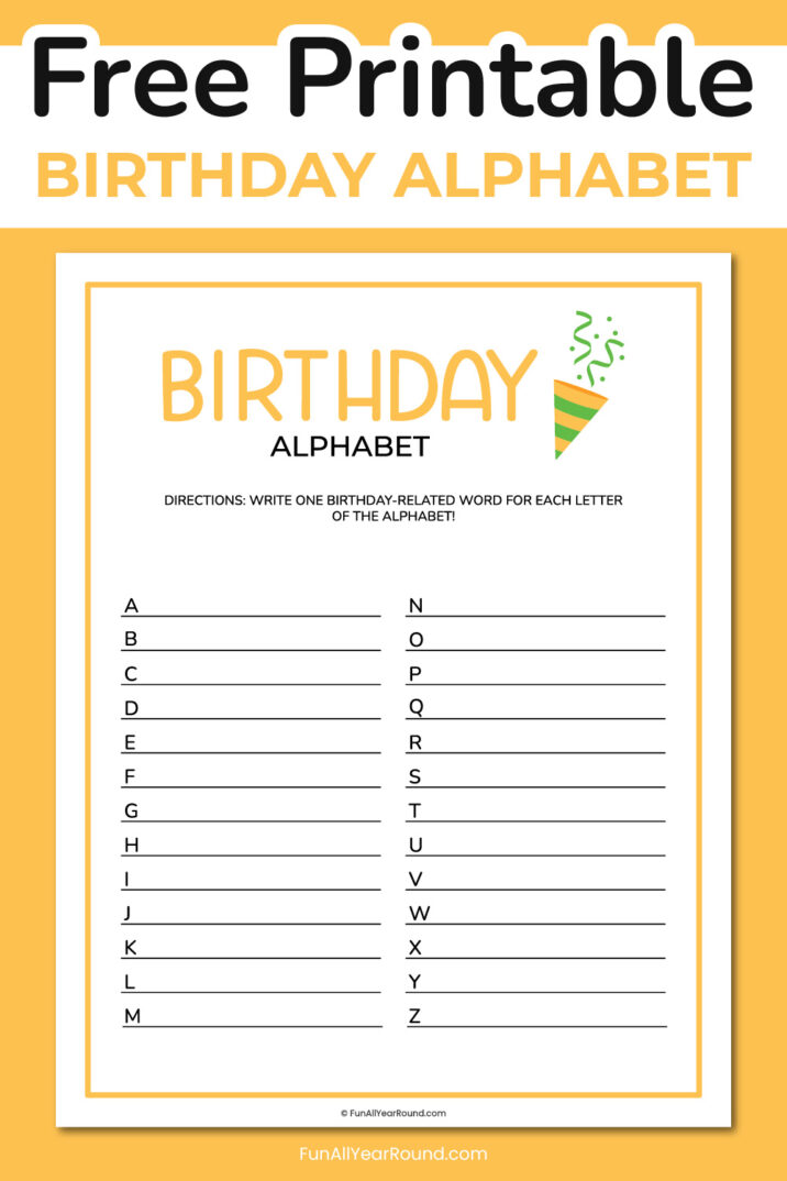 Birthday alphabet Fun All Year Round