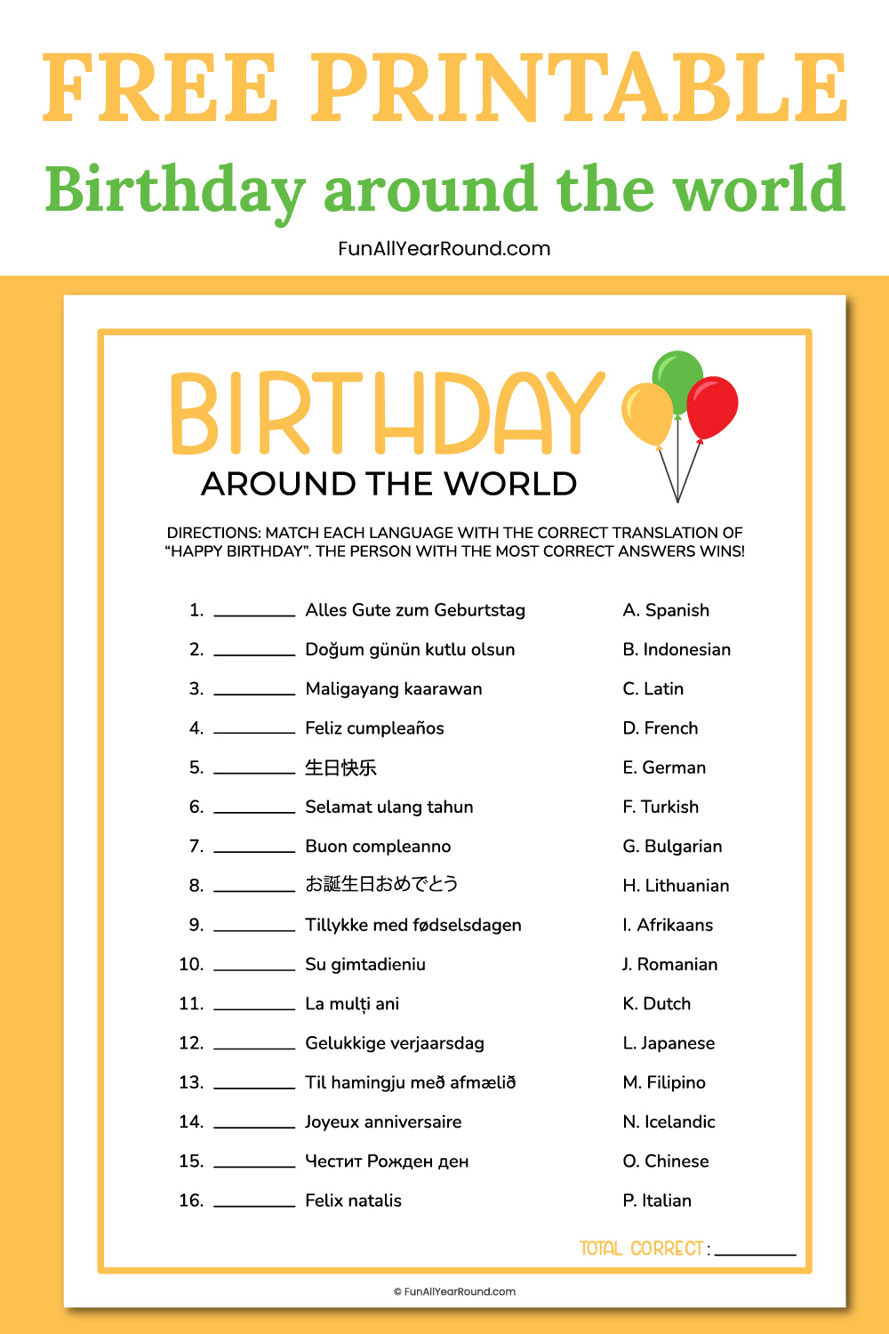 Birthday around the world