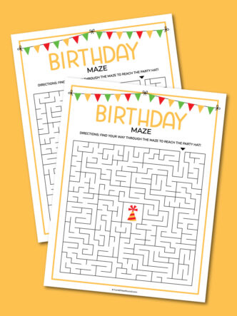Printable birthday maze