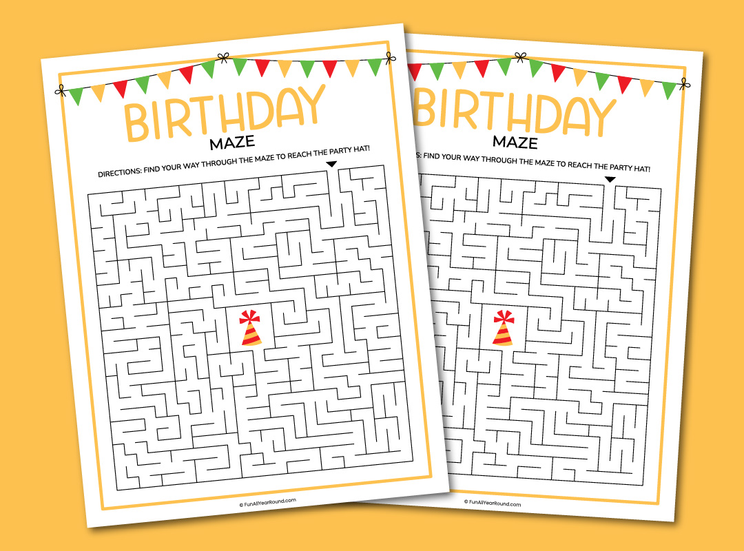 Printable birthday maze