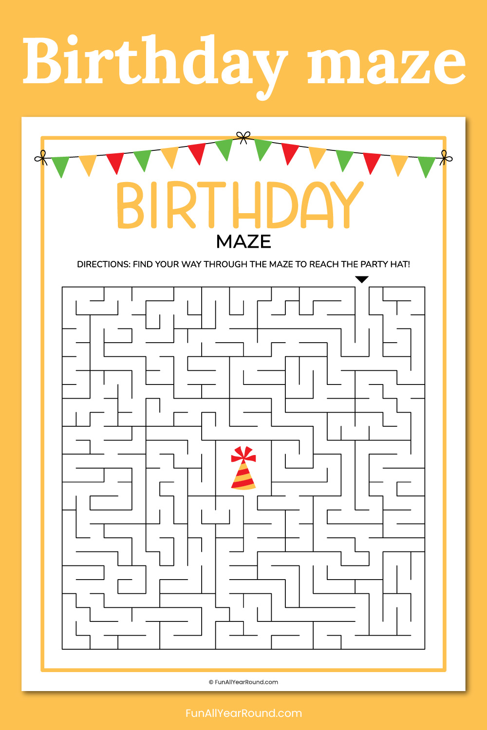 Printable birthday maze