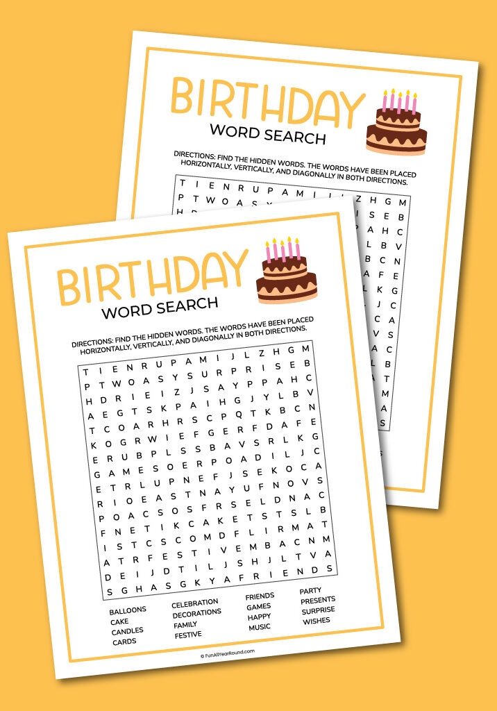 Birthday word search