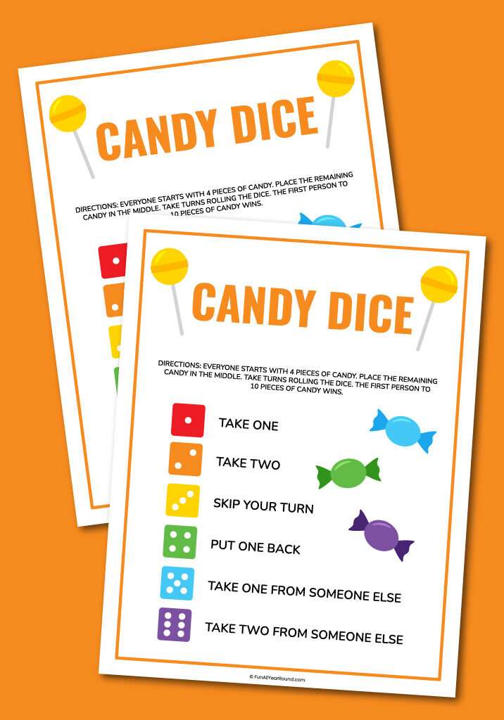 Printable candy dice