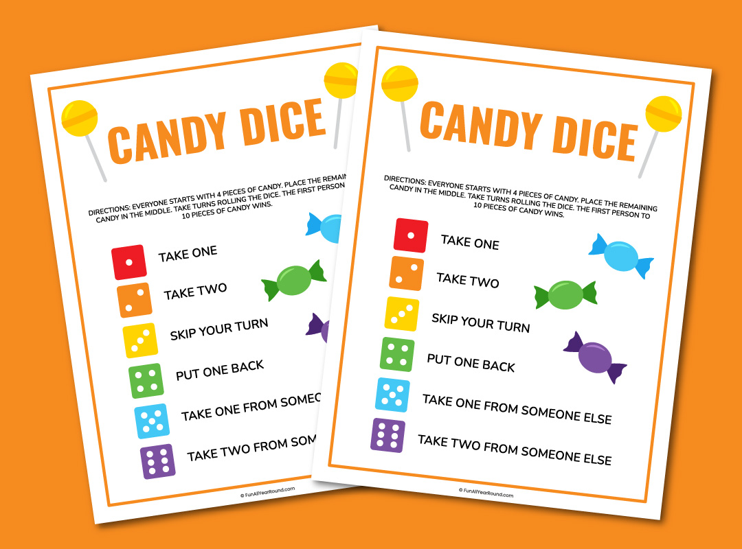 Printable candy dice