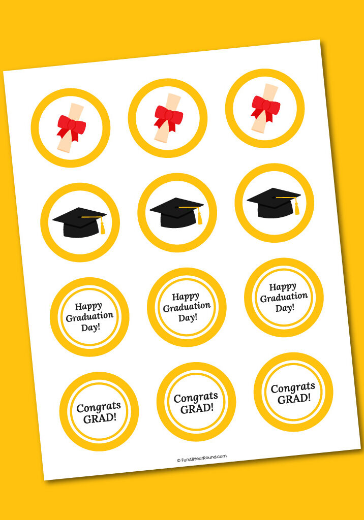 Printable graduation cupcake toppers