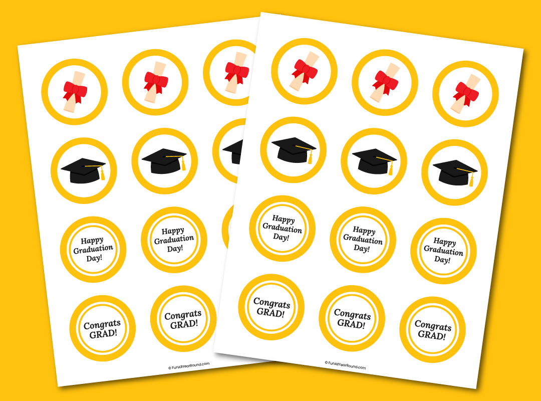 Printable graduation cupcake toppers