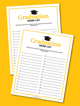 Printable graduation word list