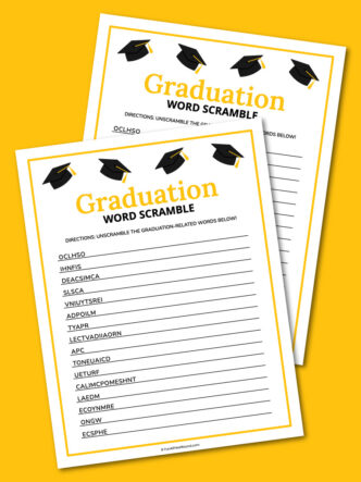 Printable graduation word scramble