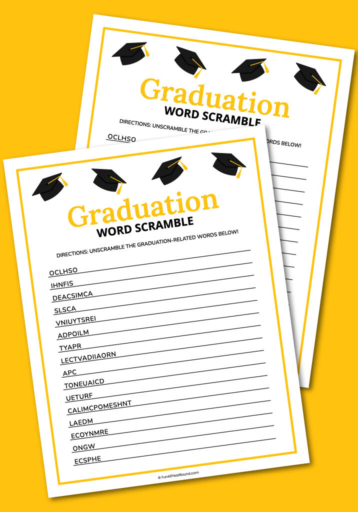 Printable graduation word scramble