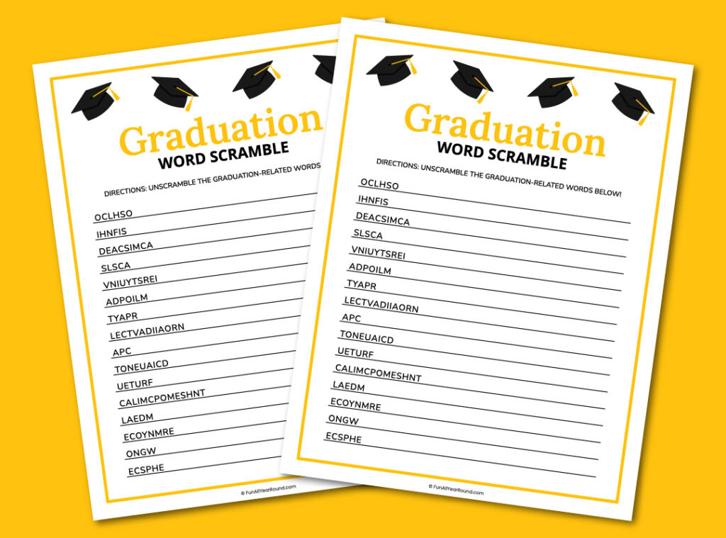 Graduation word scramble - Fun All Year Round