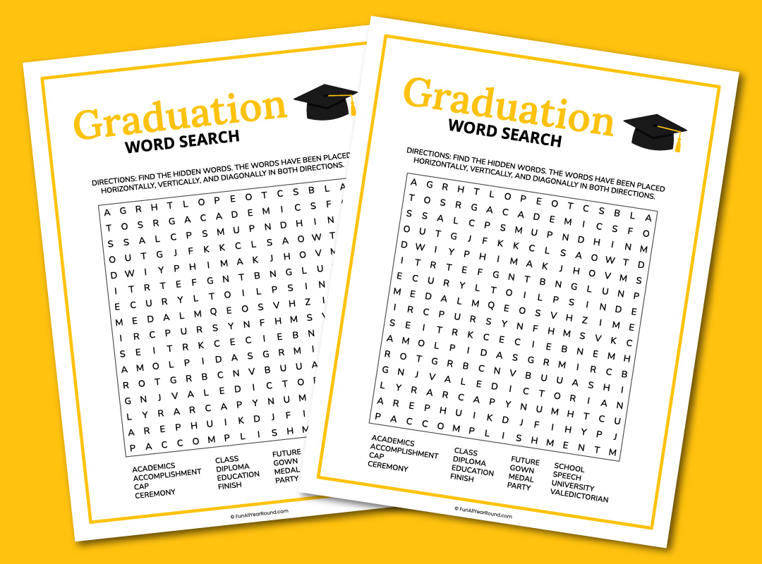 Printable graduation word search