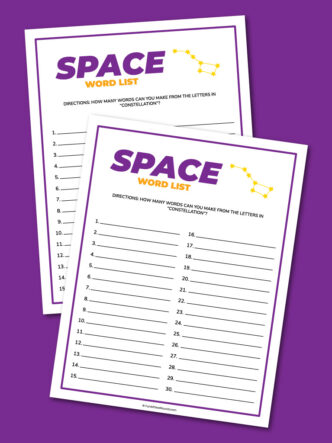 Printable space word list