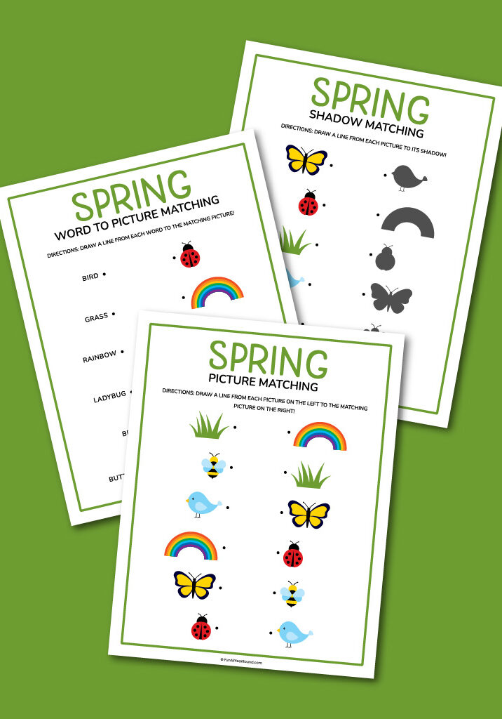 Printable spring matching worksheets