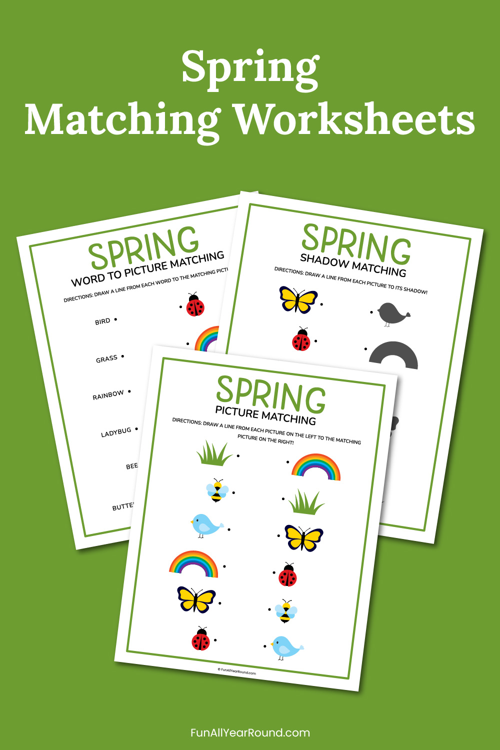 Printable spring matching worksheets