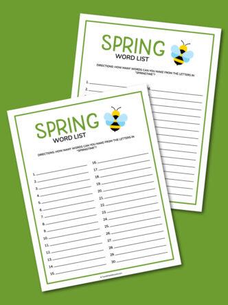 Printable spring word list
