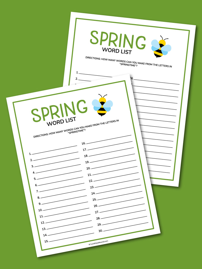 Spring word list - Fun All Year Round