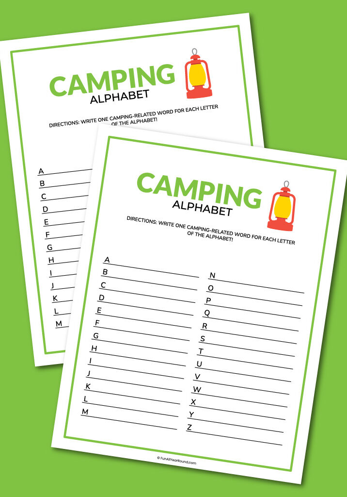 printable camping alphabet