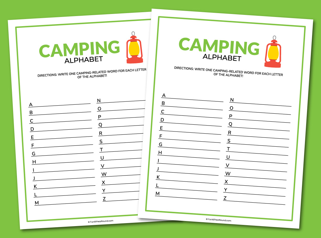 printable camping alphabet
