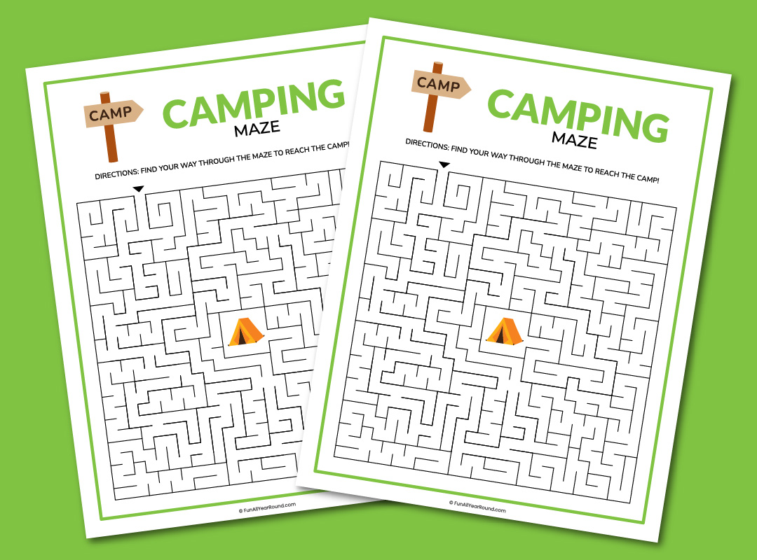 printable camping maze