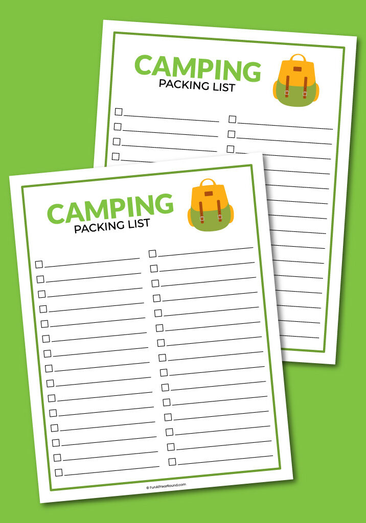 printable camping packing list