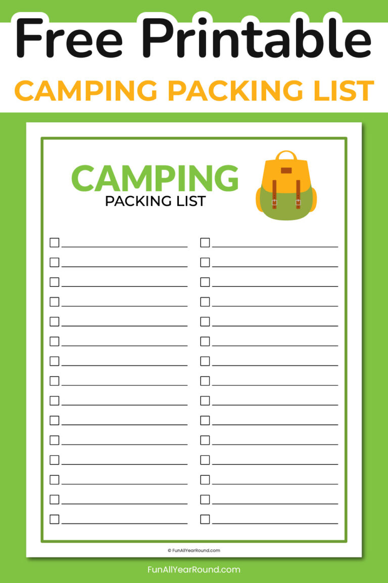 Camping packing list - Fun All Year Round