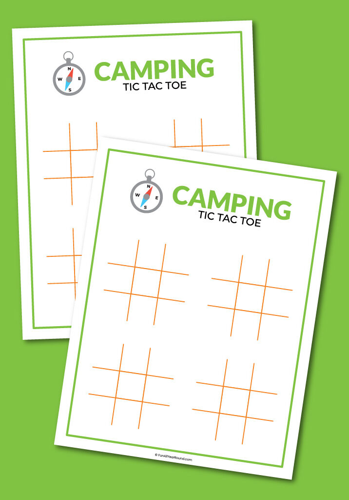 printable camping tic tac toe