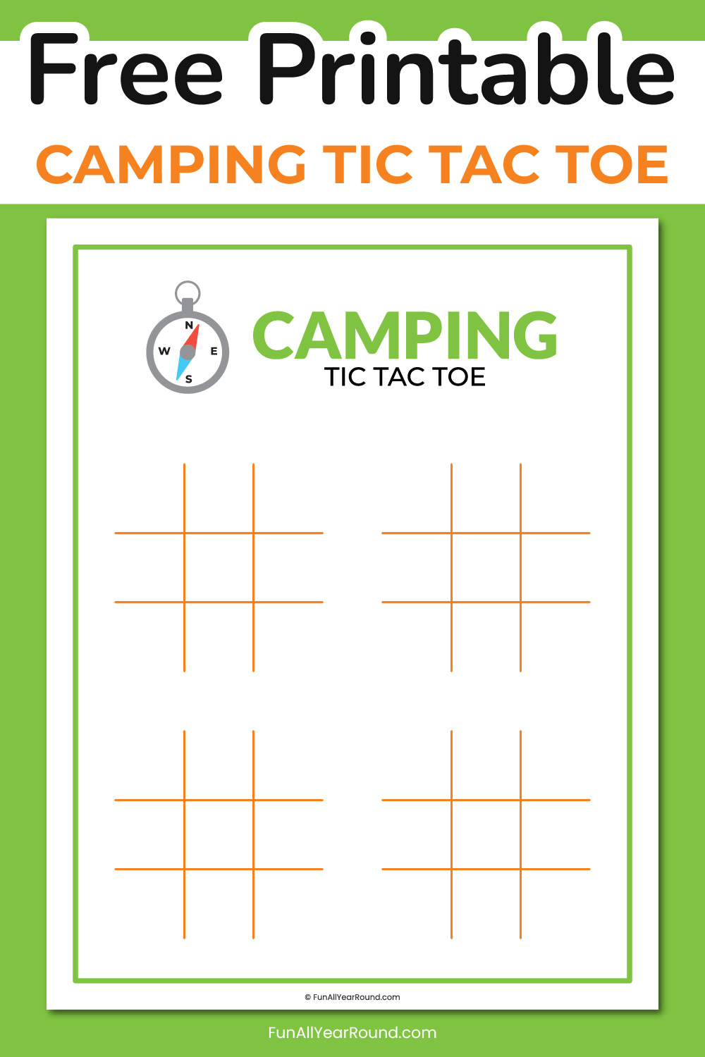 printable camping tic tac toe