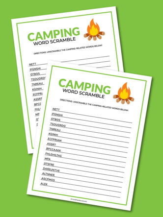 printable camping word scramble