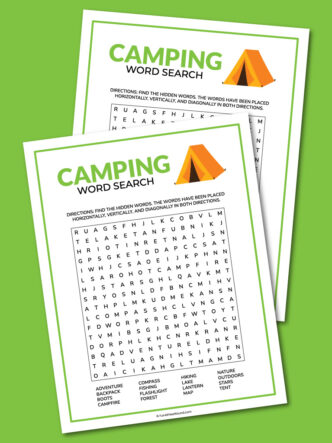 printable camping word search