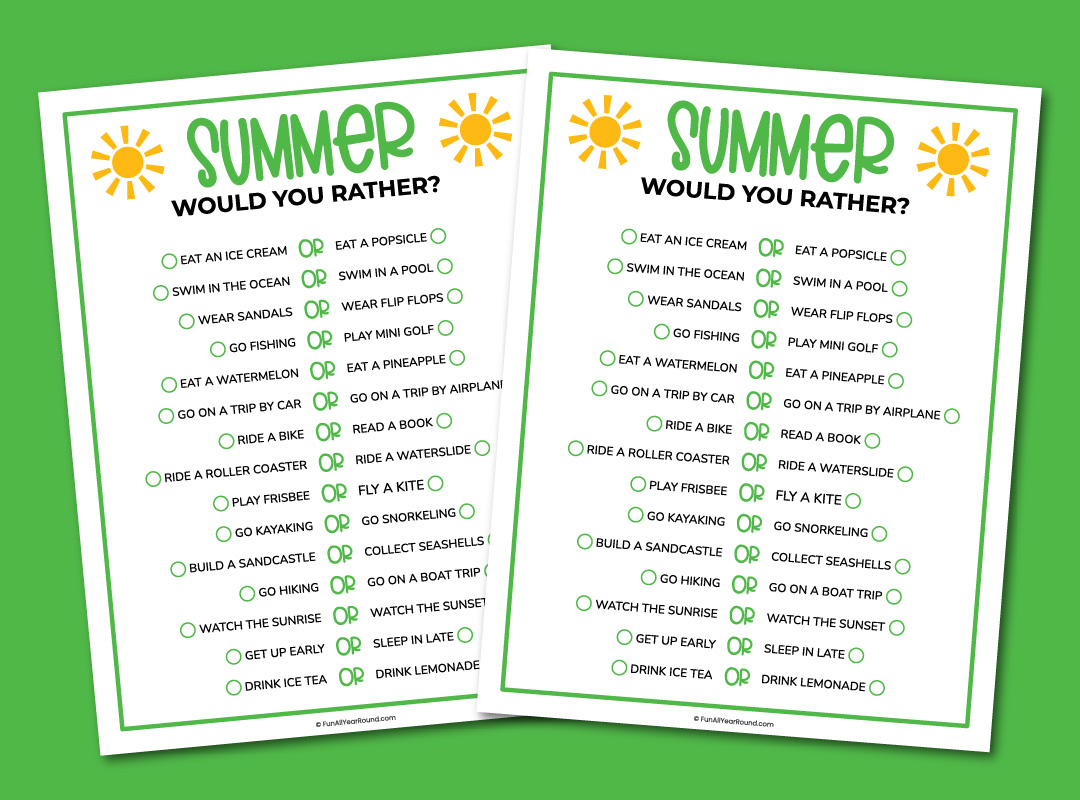 printable summer would you rather