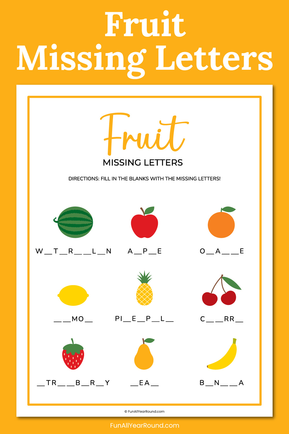 printable fruit missing letters