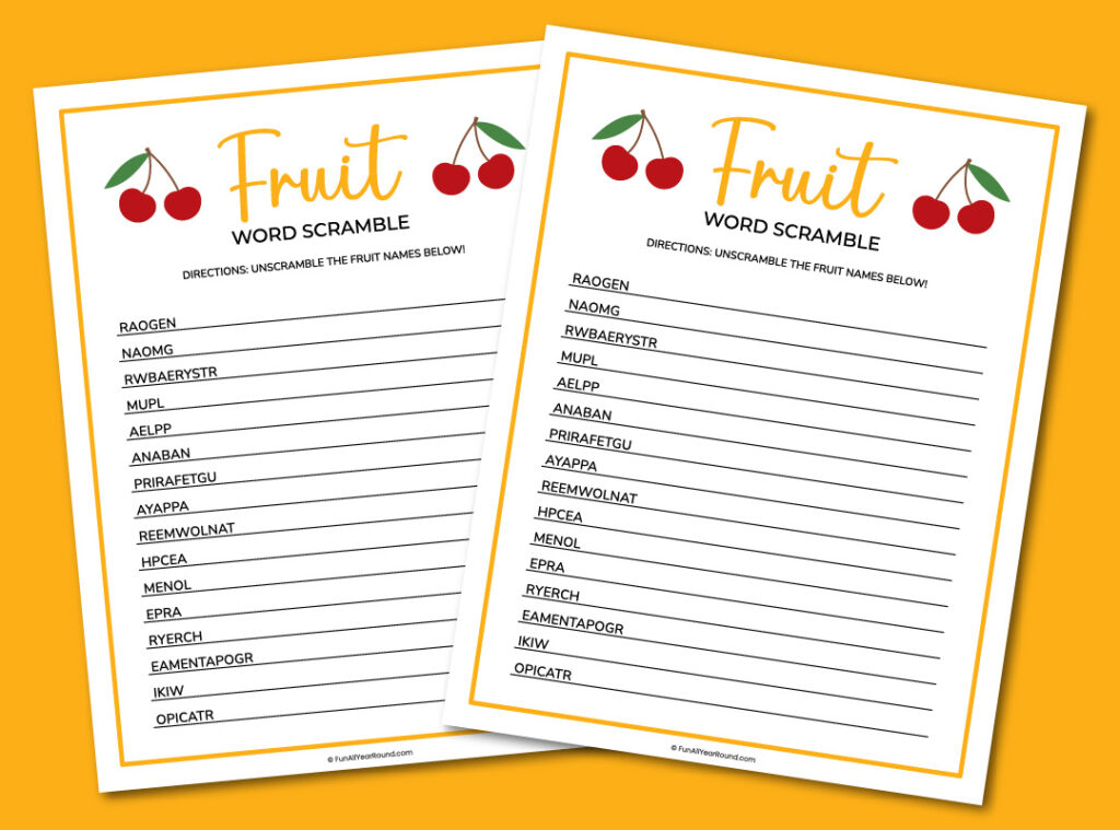 Fruit word scramble - Fun All Year Round